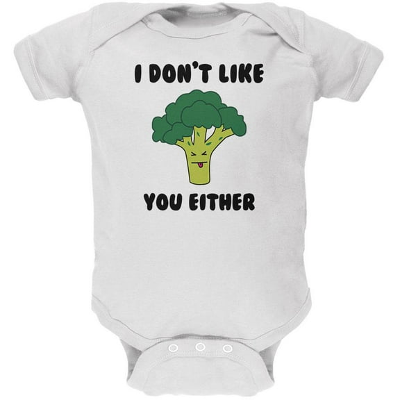 Vegetable Broccoli Doesn't Like You Either Funny Soft Baby One Piece White 9-12 M