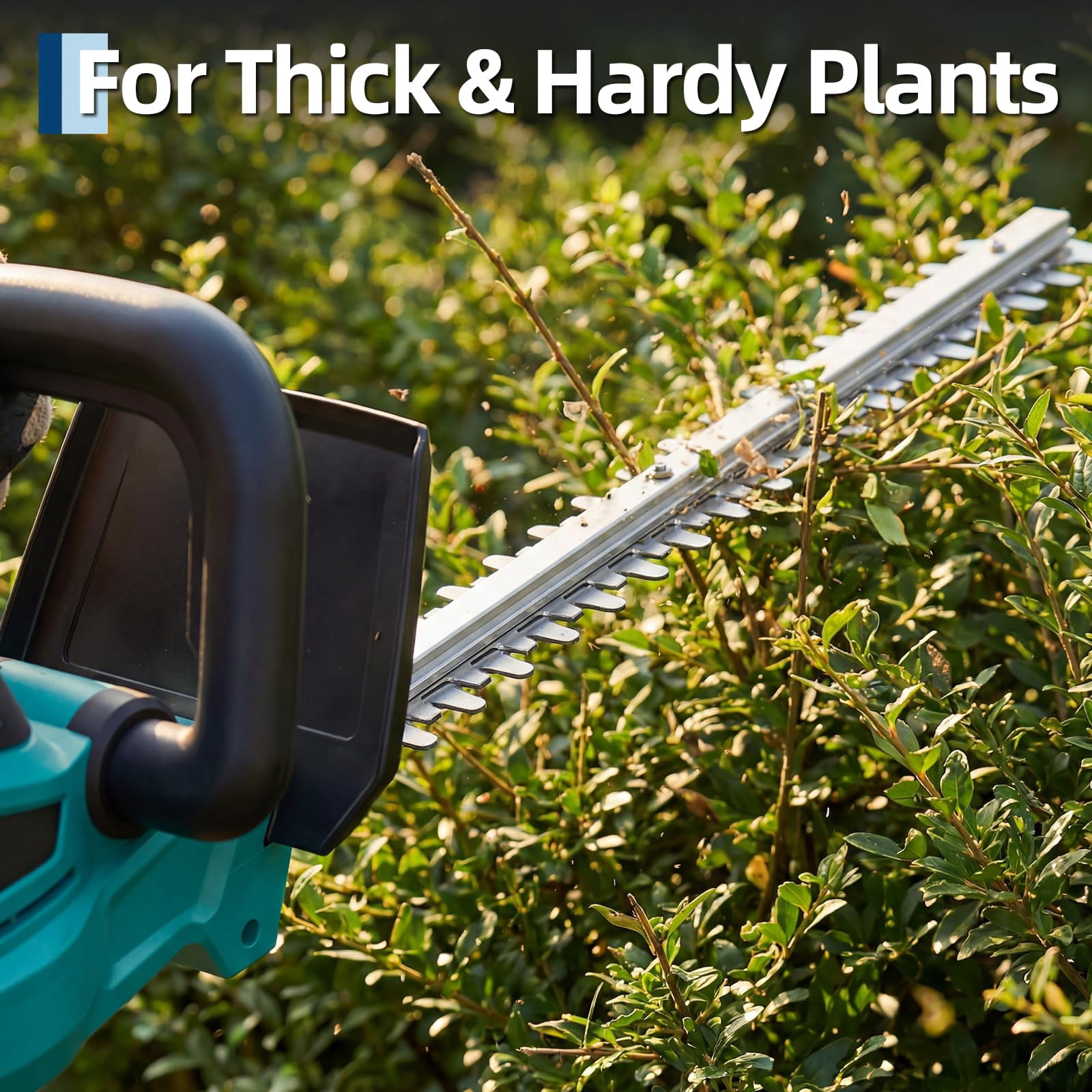 Cordless Hedge Trimmer & Grass Shear, 22" Electric Hedge Cutter with 2×2.0Ah Batteries & Charger, Lightweight Garden Trimmer for Lawn, Shrubs & Bushes, Lake Blue