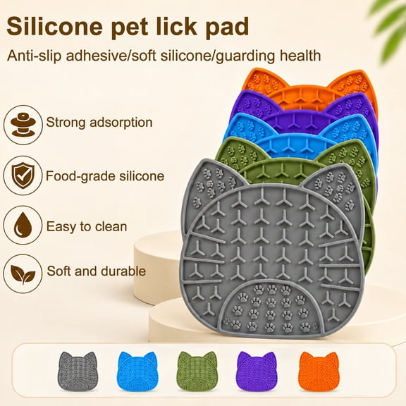 Silicone Dog Lick Mat with Suction Cup, Peanut Butter Licking Mat for Dogs Cats, Anti-Slip Pet Slow Feeder Bowl Lick Pad