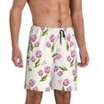 thumbnail image 2 of Kdxio Tulips Flowers Print Mens Sleep Shorts Bottoms Soft Comfy Pajama Wear Pants with Drawstring Pockets, 2 of 7