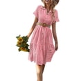 thumbnail image 2 of hirigin Women's Button Down Shirt Dress, Casual Short Sleeve Plaid Print Midi A-line Dress, 2 of 9