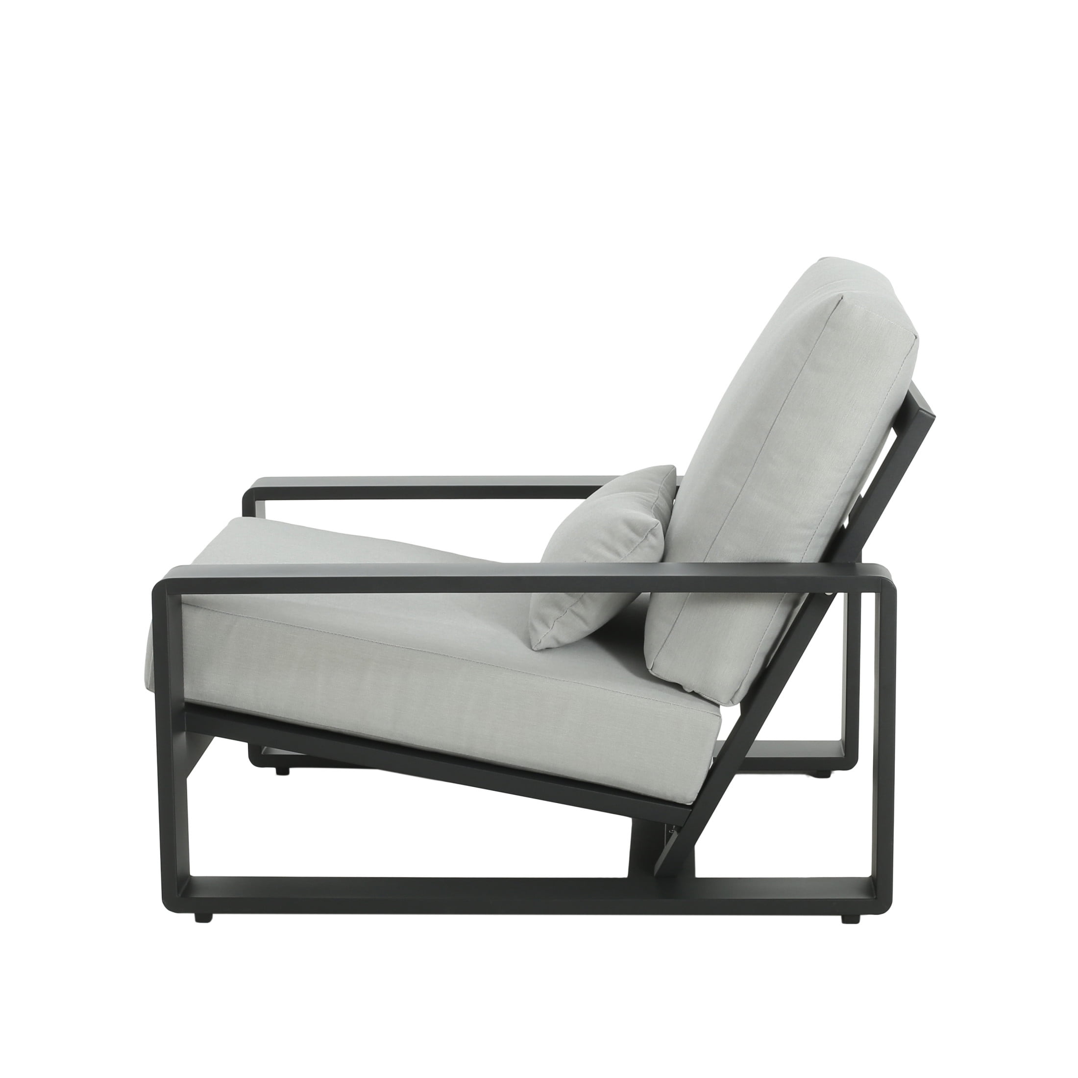 Christopher Knight Home Outdoor Aluminum Chat Set with Lounge Chairs and Teak Coffee Table
