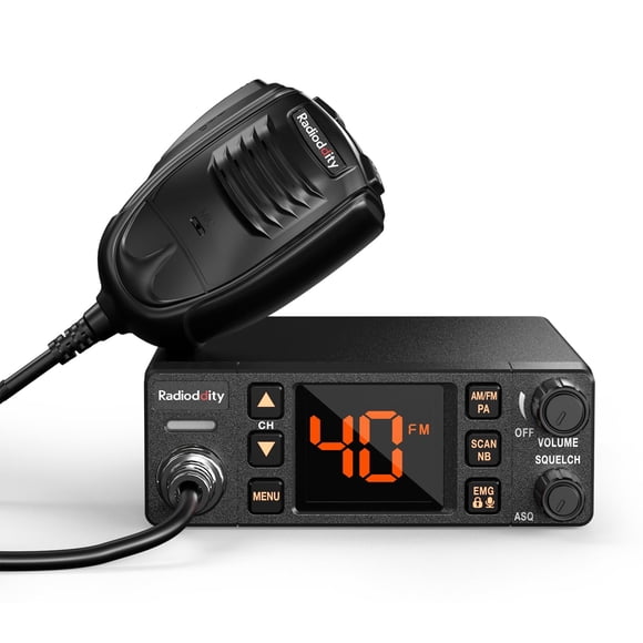 Radioddity CB-606 PRO CB Radio, AM/FM/PA Mobile Transceiver with 4W Power Output, 2.2’’ Amber Color Display, Instant Emergency Channel 9/