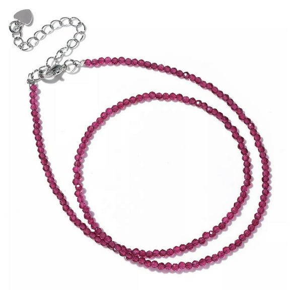 K-KED 3mm Red Spinel Choker Beads Necklace Spinel Crystal Dainty Choker 18"