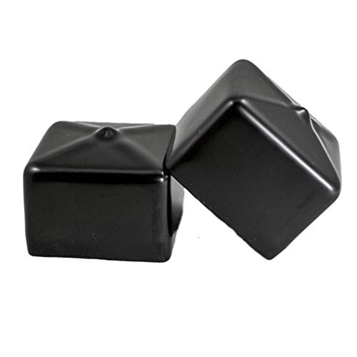 100  Square Black Push-On Pliable Vinyl Caps  Plastic Tips End Caps 1/2" Square 