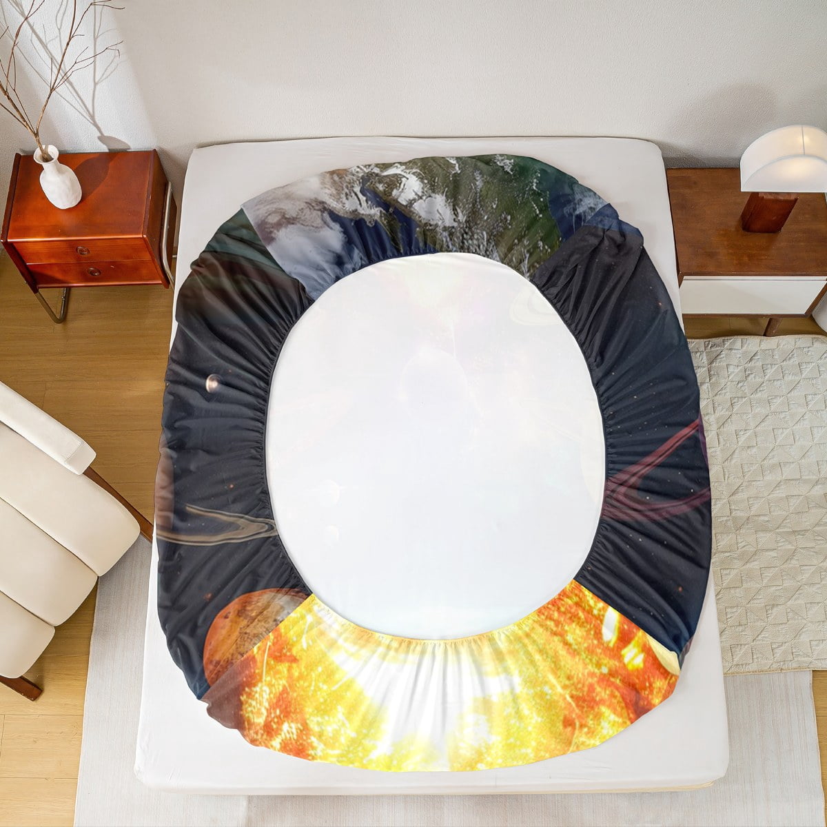 Riyidecor Tende Oscuranti Per Camera Da Letto Con Fantasia Galassia E Pianeti, 2 Pannelli 132x213 Cm, Con Occhielli, Blu - 2