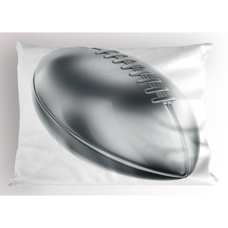 Sam Football - Silver Pillow Sham Realistic American Football in 3D Style Sports Theme Champion Victory Trophy, Decorative Standard Queen Size Printed Pillowcase, 30 X 20 Inches, Gray Silver White, by Ambesonne