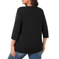 thumbnail image 5 of Yubnlvae Women's Plus-Size 3/4 Sleeve Tops & Blouses Plus Size Tunic Tops for Womenclearance! Solid, Round Neck, Black, L, 5 of 8