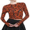 thumbnail image 1 of Long Sleeve T-Shirts for Women  Zombie Grid Crop Tops for Halloween, 1 of 7
