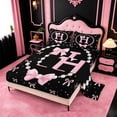 thumbnail image 2 of meiyoeat Chic Pearl Necklace Print King Sheets For Kids,Pink Coquette Bowknot Initial Letter H Bedding,4-Piece, 2 of 6