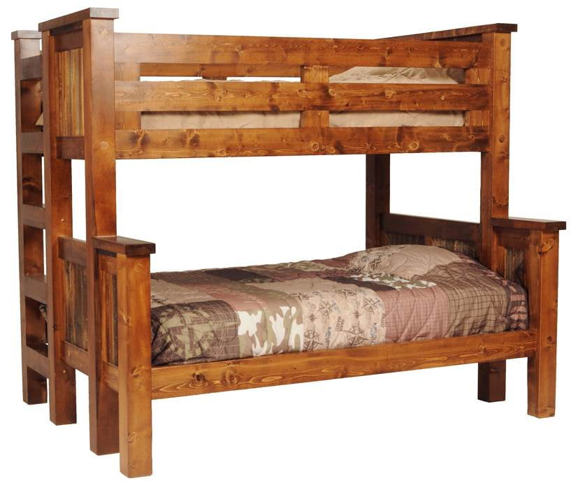Rustic Wood Twin Over Full Bunk Bed, White Reclaimed Wood Bunk Beds