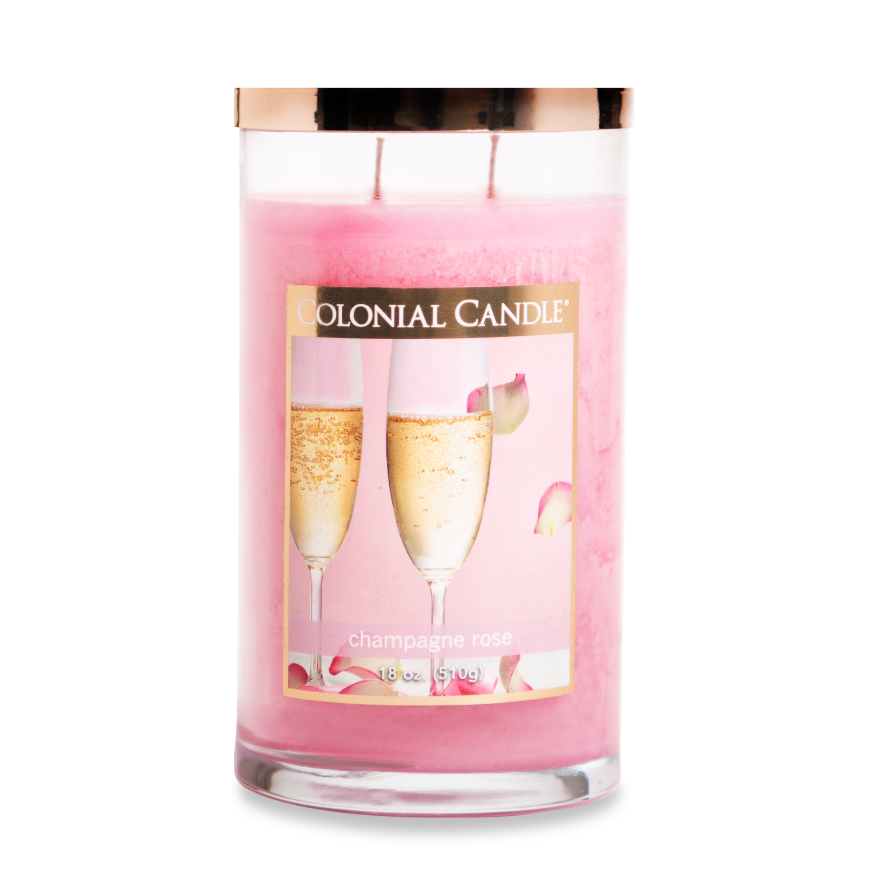 Colonial Candle Champagne Rose 18 Oz 2 Wick Candle, Red