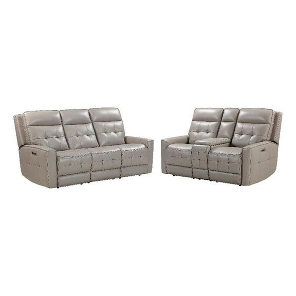 Pemberly Row Pewter Power Reclining Zero Gravity Sofa and Loveseat