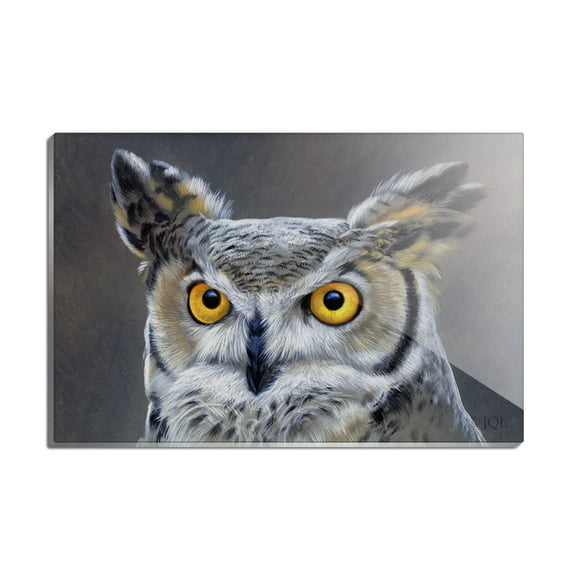 Great Horned Owl Painting Rectangle Acrylic Fridge Refrigerator Magnet