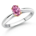 thumbnail image 2 of Gem Stone King 10K White and Yellow Gold Solitaire Engagement Ring Pink Oval Moissanite (0.46 Cttw), 2 of 4