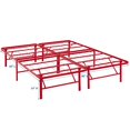 thumbnail image 3 of Platform Bed Frame, Queen Size, Red, Stainless Metal, Bedroom, Modern Contemporary HB35040, 3 of 8