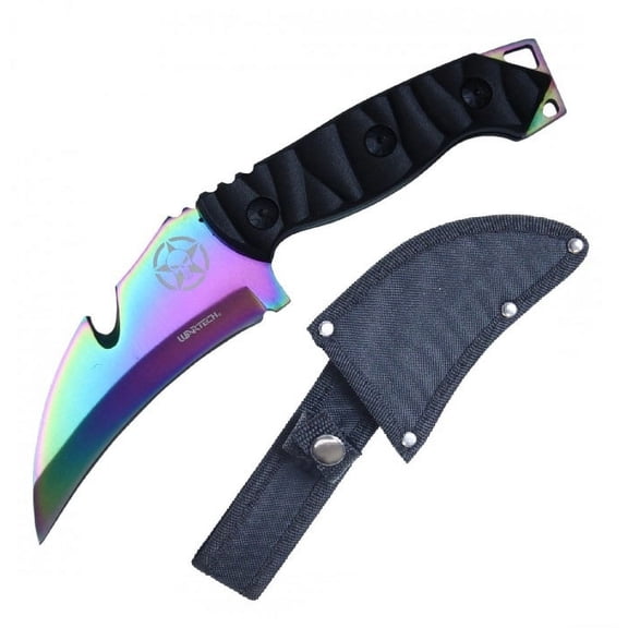 Tactical Knife | Wartech 8.5" Overall Full Tang Rainbow Hawkbill Gut Hook Blade