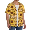 thumbnail image 2 of Goofa Abstract Leopard Print Sunflower Printed Men's Casual Short-sleeved Shirt,Lightweight Breathable Button-down,Summer Casual men's top,Versatile Fashion shirt-Small, 2 of 7