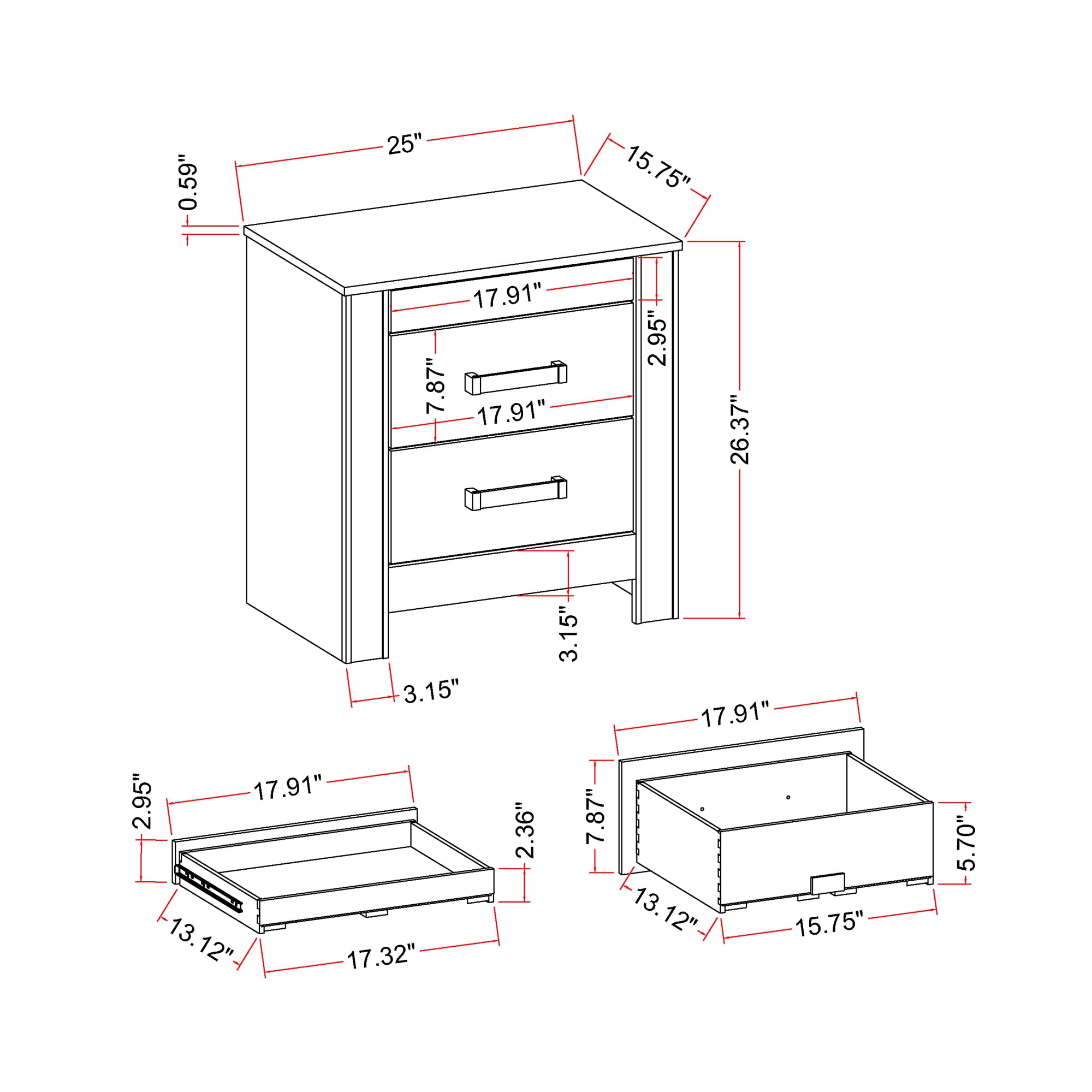 Global Furniture USA Logan Contemporary Silver Nightstand, 1 Count