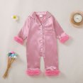 thumbnail image 2 of Tfken Girls Pajamas Jumpsuit Long Sleeve Fall Winter Comfy Casual Sleepwear Homewear Button Daily Wear Soft Loungewear Toddler Comfortable Clothes Size 0-3 Months Pink, 2 of 9