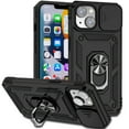 thumbnail image 1 of K-Lion Rugged Case for iPhone 14 Heavy Duty Shockproof Case with Slide Camera Cover Built-in 360° Ring Holder Kickstand Magentic Protective Case For iPhone 14,Black, 1 of 9