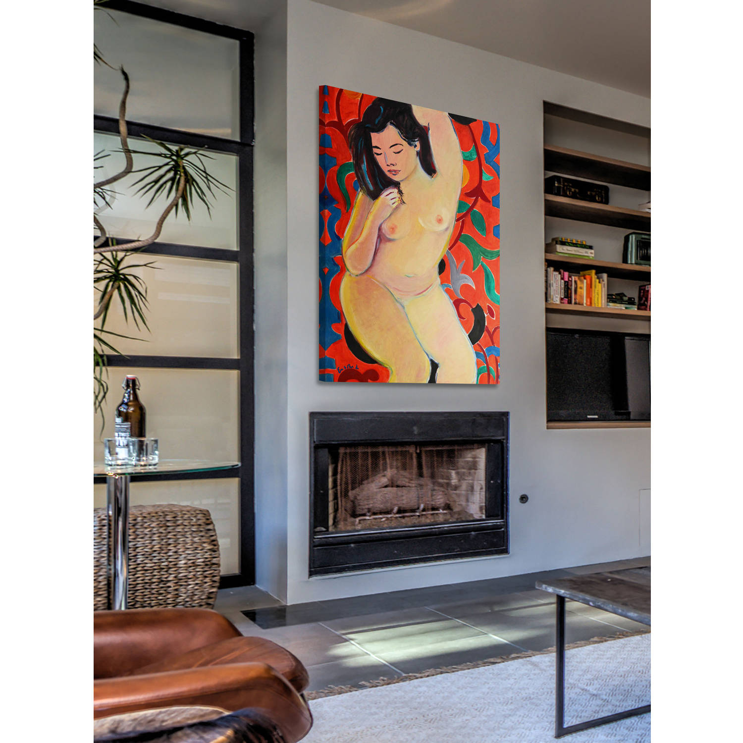 Marmont Hill "Figure on Tapestry" by Wayne Ensrud Painting Print on Wrapped Canvas