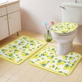 thumbnail image 4 of Summer Lemon Bathroom Rugs Set Fruit Farmhouse Leaf Yellow Edge Non Slip Absorbent Soft Bath Mats 3 Piece Set with Bathroom Rug, U-Shaped Floor Mat, Toilet Seat Cover Large Size, 4 of 9