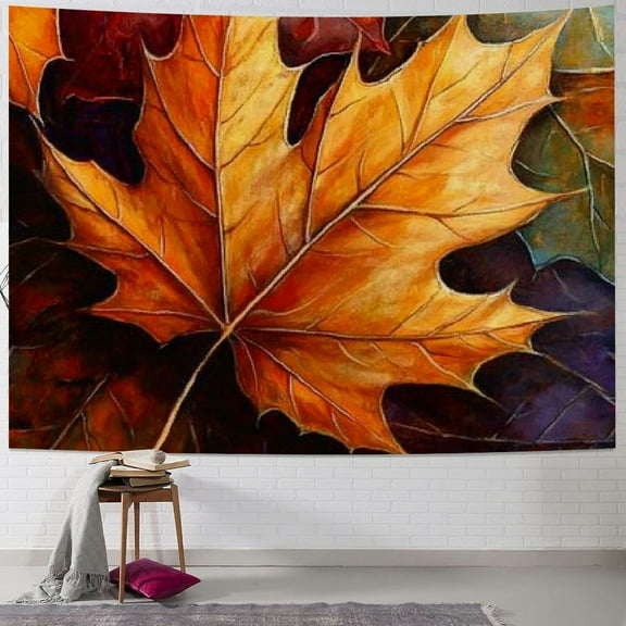 Autua Leaf Autumn Painting Tapestry Wall Hanging Unique Style Graphic Tapestries Home Wall Decor Art for Living Room Bedroom Apartment Farmhouse Dorm 40x30inch