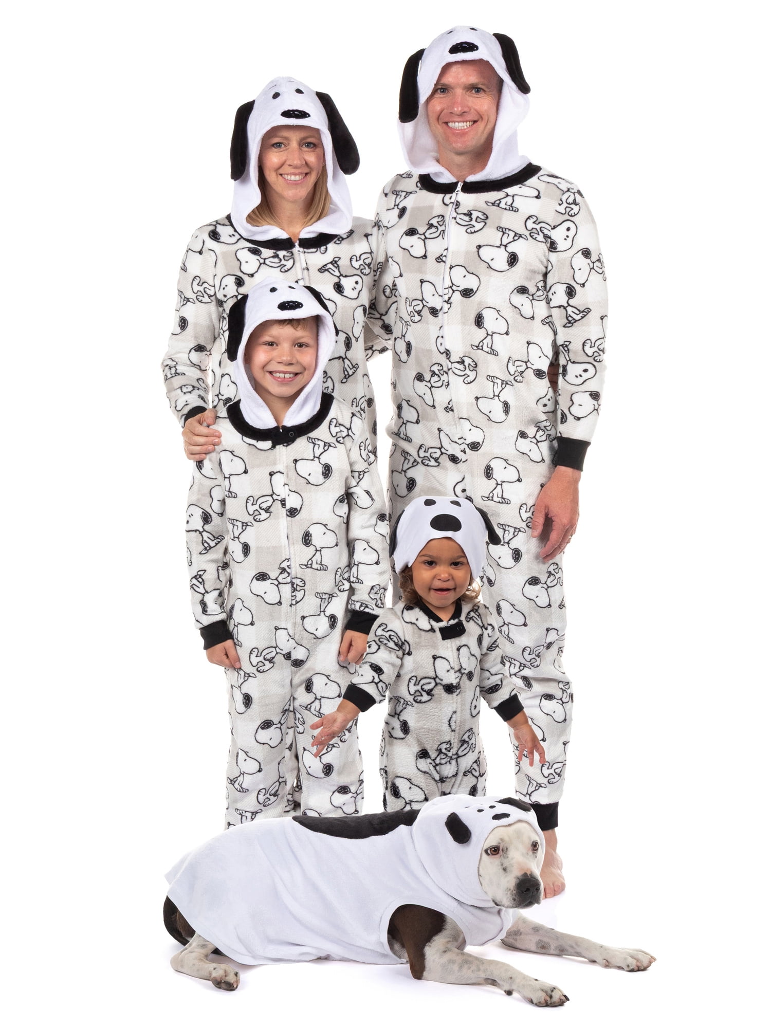 Peanuts Unisex Toddlers Snoopy Plaid Matching Family Pajamas One Piece, Sizes 2T-5T