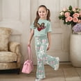 thumbnail image 2 of Gaexia Two Piece Set for Girls,Valentine's Day Girls Outfit Cute Bow Heart Print Short Sleeve Top With Flare Leg Pants Toddler Two Piece Matching Fashion Clothes,7-8 Years, 2 of 6
