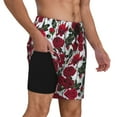 thumbnail image 2 of Yiaed Rose Flowers Print Mens Swim Trunks Bathing Suit Compression Liner Beach Swim Shorts Swimwear Quick Dry Zipper Pocket No-Chafing Board Short-Large, 2 of 6