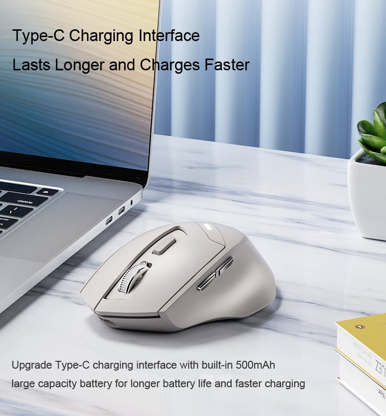 Wireless Mouse 2.4G Wireless Bluetooth BT4.0/BT5.0 Tri-mode Power Display Mouse Mute Rechargeable Ergonomic Mice for Tablet Laptop Desktop PC