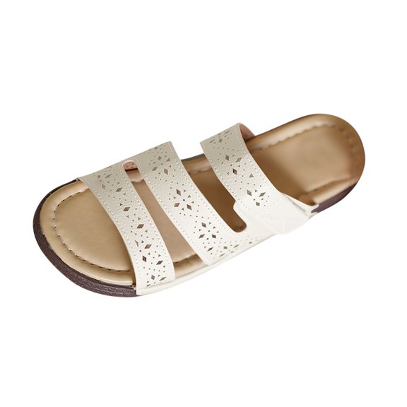 Low Wedges Sandals for Women Strappy Hollow Out Slip On Open Toe Dressy Platform Walking Shoes Indoor Outdoor Beach Beige Women Sandal