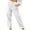 White, variant on Fesfesfes Linen Pants for Women Casual Solid Color Elastic Waist Band Drawstring Pants Loose Comfortable Straight Leg Pants with Pockets