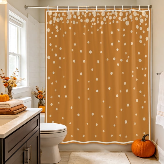 Burnt Orange Polka Dot Shower Curtain, Waterproof Shower Curtains for Bathroom, Minimalist Green Dots Farmhouse Washable Fabric Bathtub Curtain Set Bath Decor with 12 Hooks 48"x72"