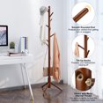 thumbnail image 6 of Coat Rack, Oxkers Coat Rack Stand Wood, Super Easy Assembly NO Tools Required, Free Standing Coat Rack with 8 Hooks, Tripod Base, Coat Hanger Stand for Home Office Hall Entryway, 6 of 10