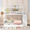 thumbnail image 2 of [US IN STOCK] Twin over Full House Bunk Bed with Trundle and Staircase,the bed can be Separated into Three Separate Platform Beds,White, 2 of 9