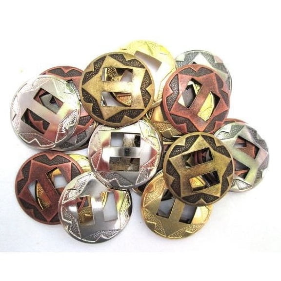 Conchos Mixed Finishes Western 1" Round Slotted; 25 Pieces