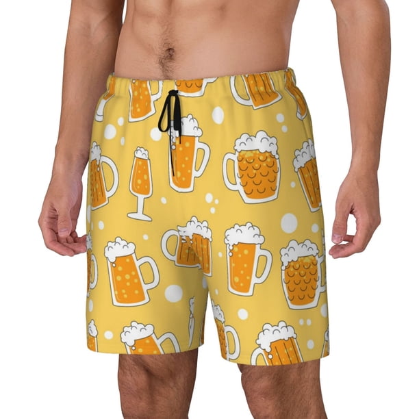Fotbe Beer Traje de Baño para Hombre – Shorts de Natación de Secado Rápido con Forro y Bolsillos-Small