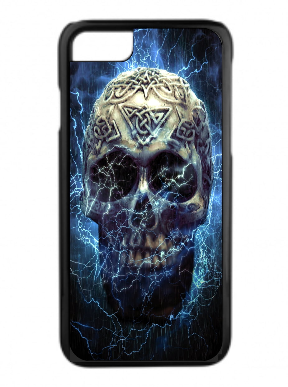 Blazing Blue Skull Design Black Rubber Case for the Apple iPhone 6 Plus / iPhone 6s Plus - Apple iPhone 6 Plus Accessories -iPhone 6s Plus Accessories