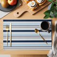 thumbnail image 2 of Navy Blue Gray Striped Placemats Set of 4 Farmhouse Stripes Modern Abstract Art Place Mats Indoor Wipeable Table Mats Washable Dining Table Placemats for Kitchen Holiday Party Home Decor 13x19 Inch, 2 of 9