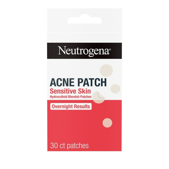 Neutrogena Sensitive Skin Pimple Patches, Hydrocolloid Patches, Acne Treatment, 2 Sizes, 30 Count