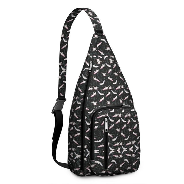 Colorful Axolotl Sling Backpack - Cute Mythical Creature Design Crossbody Bag, Fashionable Lightweight Daypack for Commuting & Shopping