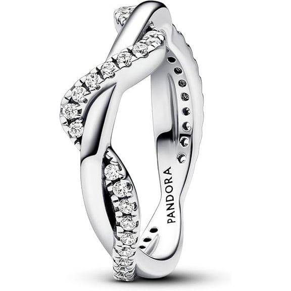 Pandora Sparkling Intertwined Wave Ring