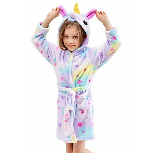 Peignoir à Capuchon Doux Unicorn pour Dormir - Cadeaux Unicorn pour Enfant