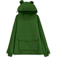 thumbnail image 1 of Sudadera con capucha de rana linda para mujer/niña Sudadera con capucha y cremallera en la boca con bolsillo frontal grande Adepaton WMZY-675-18, 1 of 6