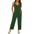 thumbnail image 2 of PWPSG Womens Spaghetti Strap Bow Shoulder Jumpsuit Scoop Neck Wide Leg Pants with Side Pockets Green M, 2 of 6