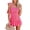 Red, variant on Chouyatou Women's Summer Floral Spaghetti Strap Square Neck Ruffle Tie Mini Smocked Dress