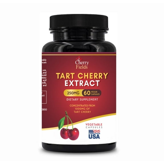 Cherry Fields Tart Cherry 1000 MG Extract Helps Lower Uric Acid & Lesson Flare-Ups Fast - 60 caps