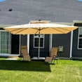 thumbnail image 4 of PURPLE LEAF 9 x 12FT Deluxe Rectangle Solar Powered LED Patio Umbrella with Base, Large Offset Cantilever Umbrella with 360° Rotation, Beige, 4 of 16